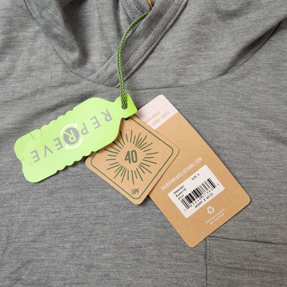 Marsh Wear UPF 40 Gray Hooded Long Sleeve Shirt with Fish Graphic Womens Small - Picture 6 of 8